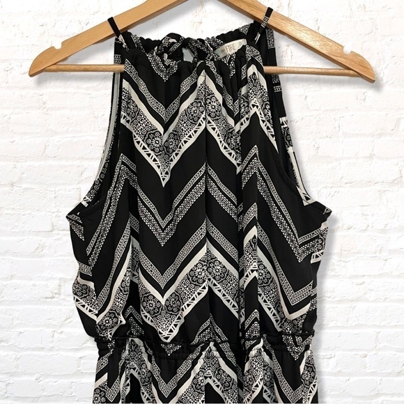 🎁3 for $30 Love Fire Black and White Aztec Print Halter Mini Dress - Picture 2 of 7